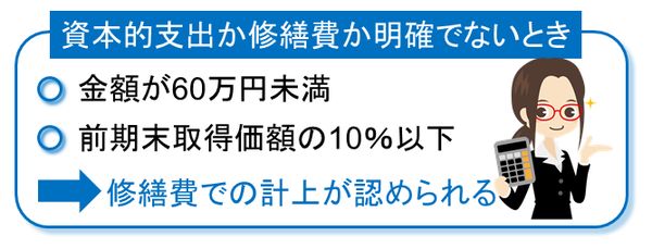 資本的支出か修繕費か明確でないとき